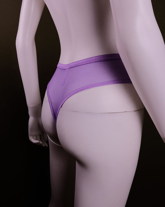 Mesh High-Waist Thong (Lilac)